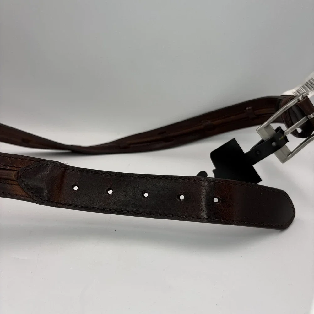 Columbia Leather Belt Mens 38 Brown Western Stitch Detail‎ Casual Buckle